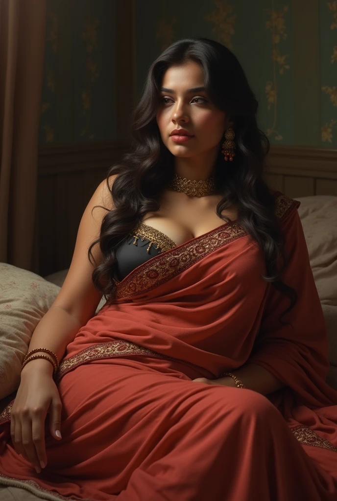 Hot aunty in saree with big ass showing pussy while sleep front look
