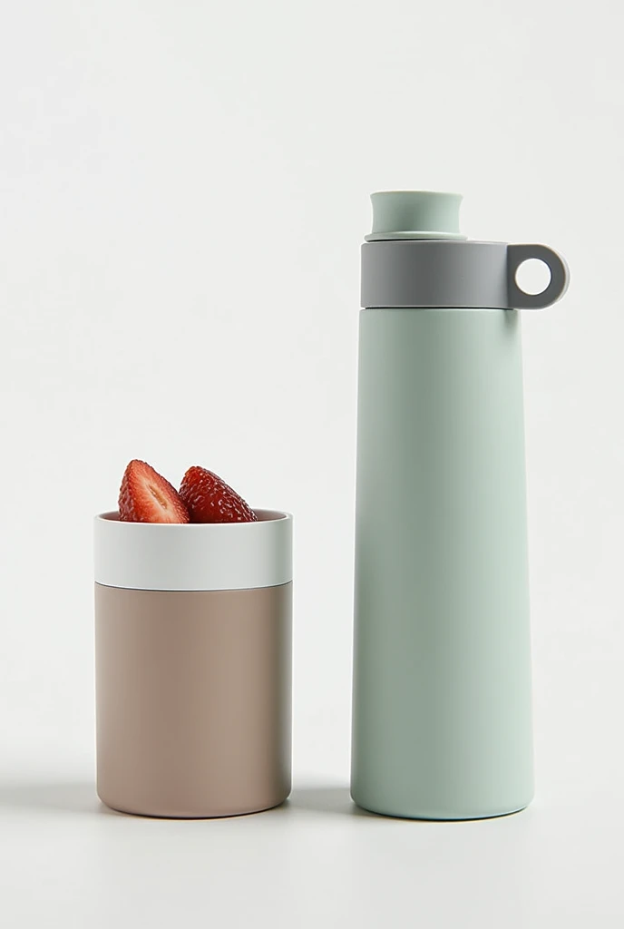A water bottle that can hold food but is easy to carry