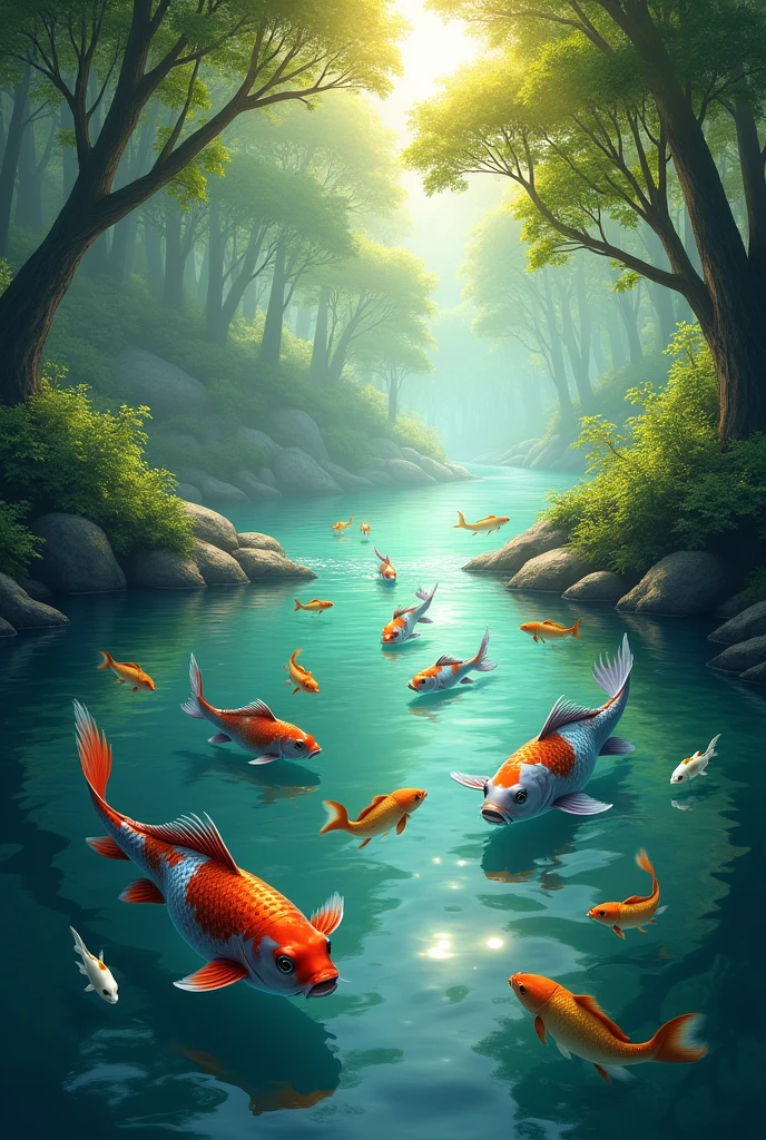 Fishes swim in the river