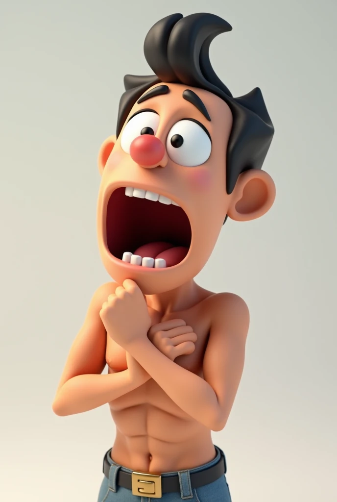 A man cartoon 6 fit 3D shoked