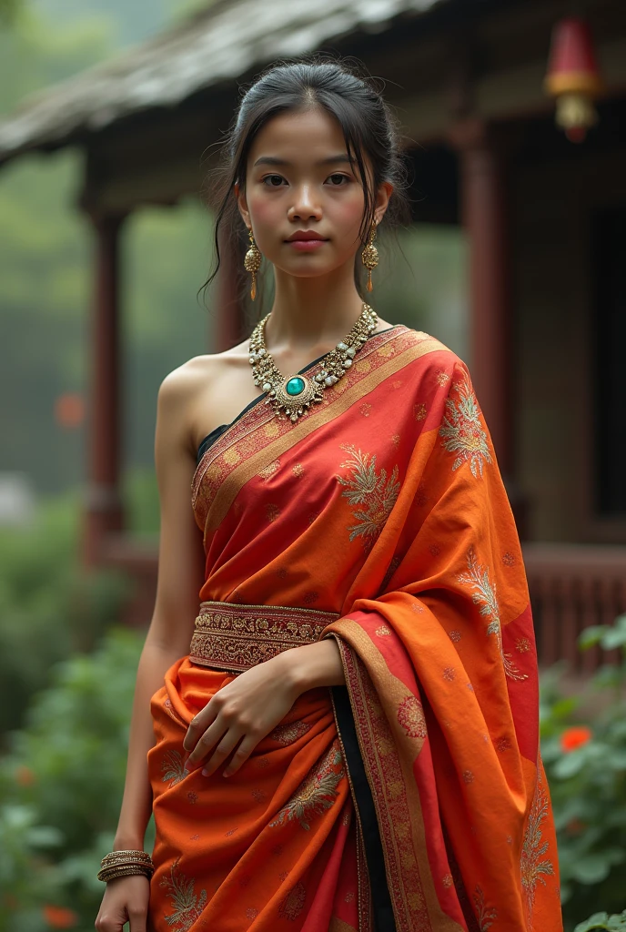 A girl with 47kg weight with 4.07 height wear nepali sari
