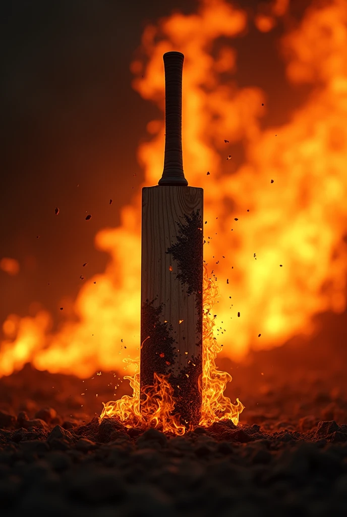 Cricket bat in fire