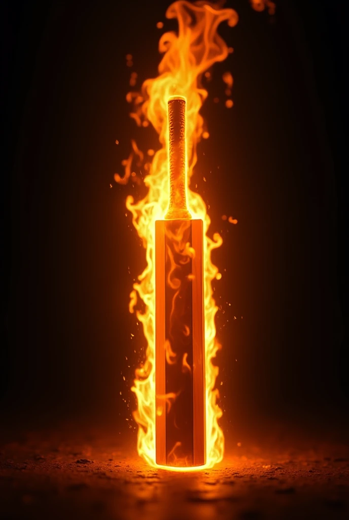 Cricket bat in fire in png