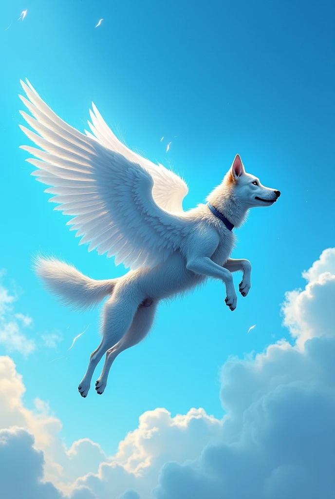 Balk dog fly blue sky