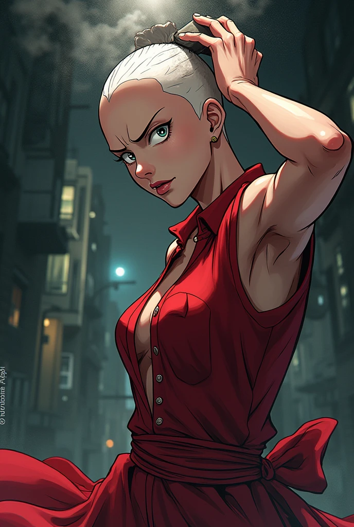 One piece anime character shaving her head