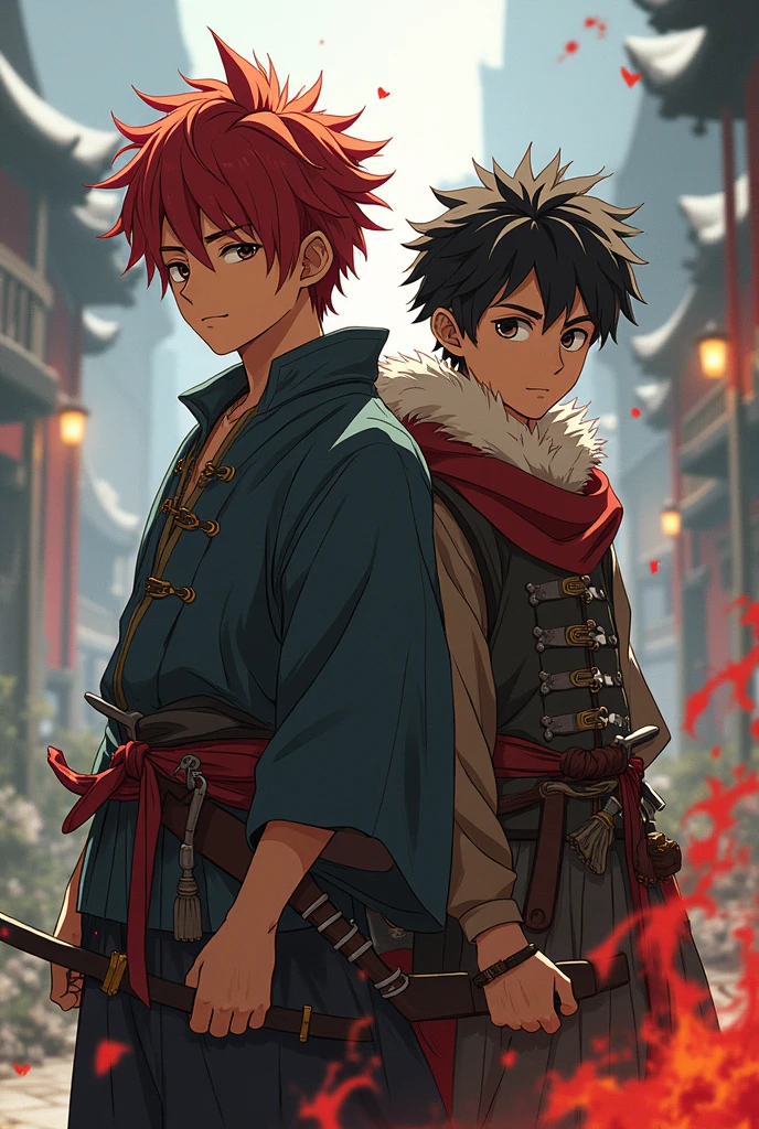 Tanjiro and Hiccup are friends who live in Tanjiro's era and have their own character concepts, including their outfits, appearances, and uniqueness. Tanjiro has breathing and Hiccup rides a black flame.