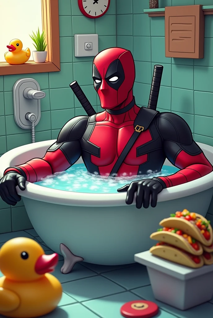 Deadpool bathtub in animated