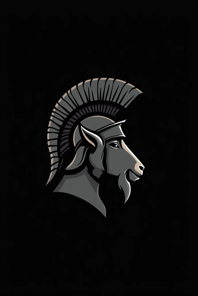 Create a Side View Goat Head wearing Spartan Helmet , clip art, black, no details, clip art, black only