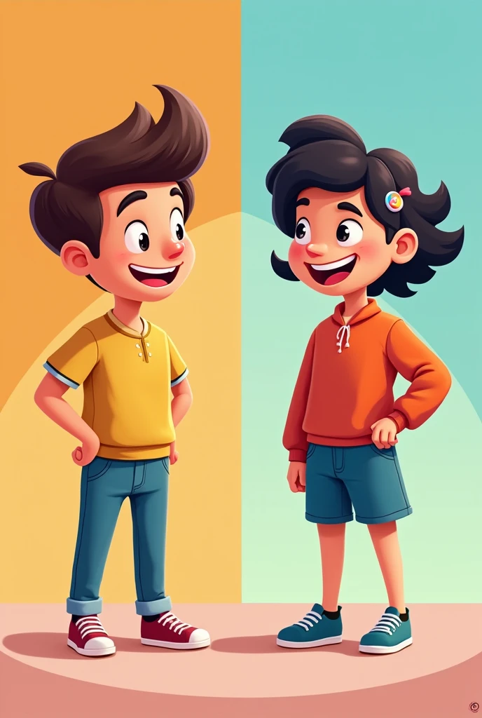 Make two cartoon pictures of human for diffrence finding game