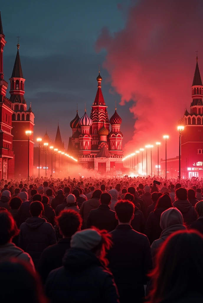 Dispersion of the rally in red square 10 december 2020 night 1m crowd view from above