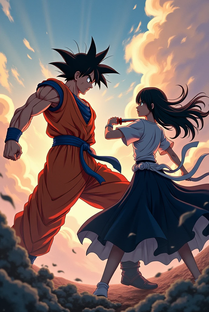 An image of goku and rukia kuchki