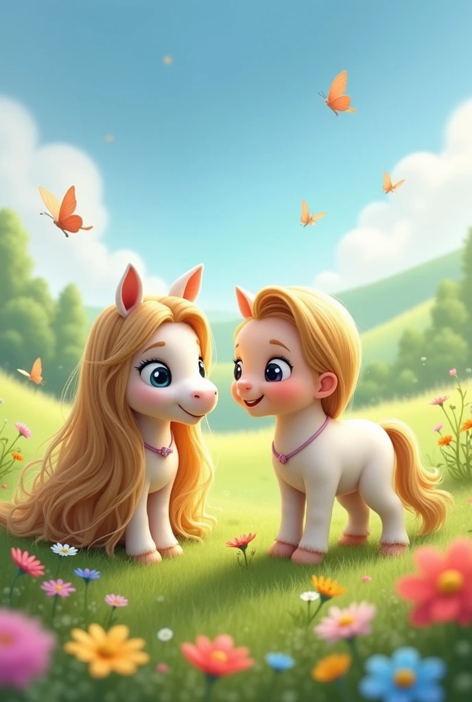 gernate a picture of baby rupenzel and the baby horse