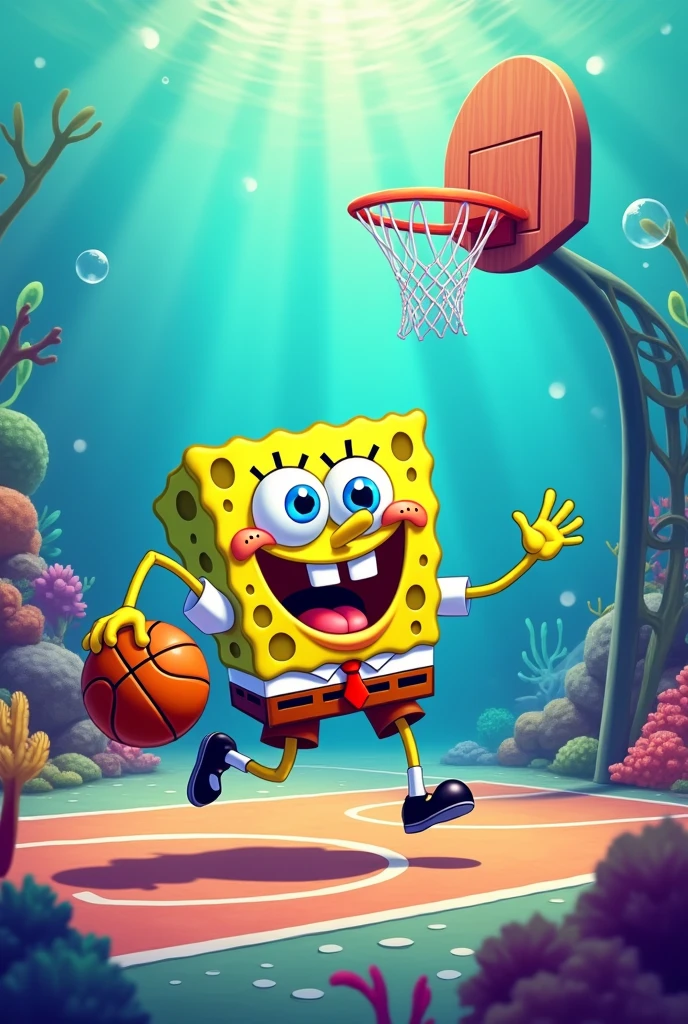 Sponge Bob Square Pants Playing Basketball
