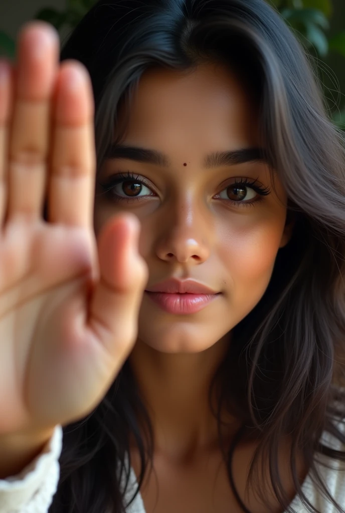 generate indian girl selfie pic more realistic
cover with hand