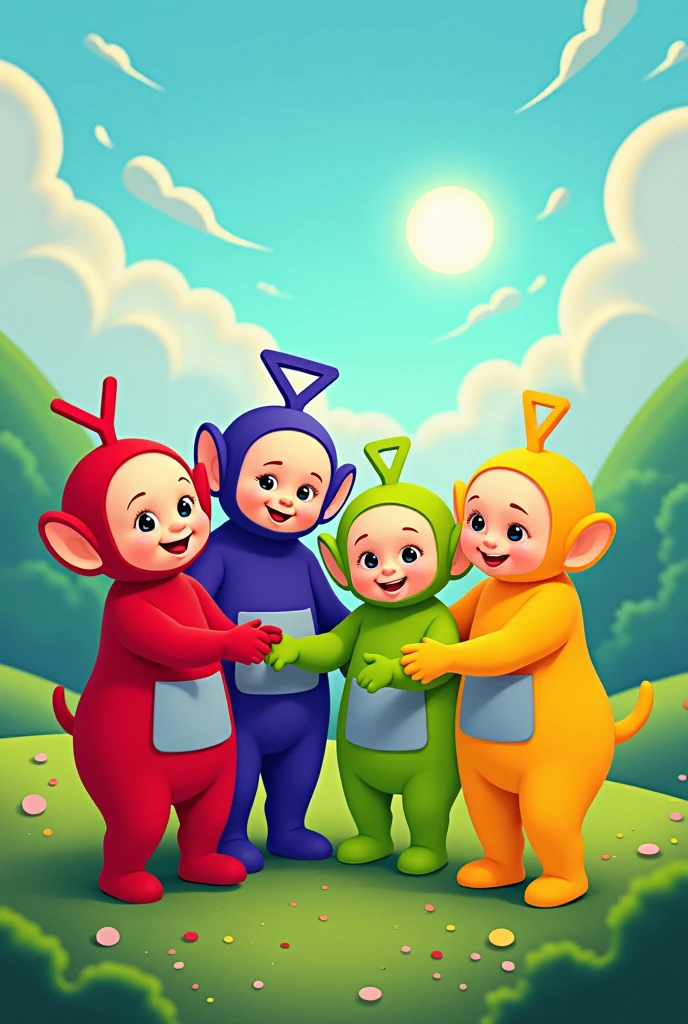 Funny Looking cartoonish drawing of teletubbies