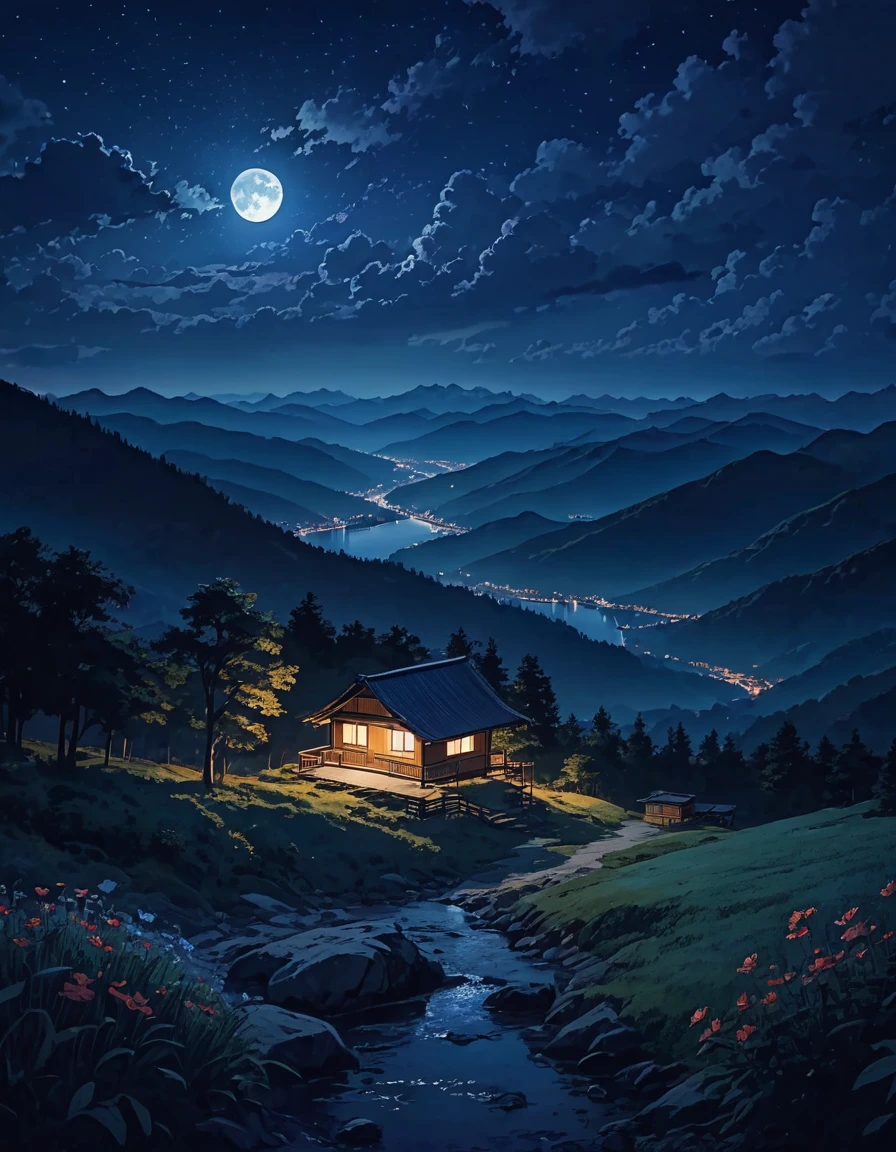 serene night on a mountain