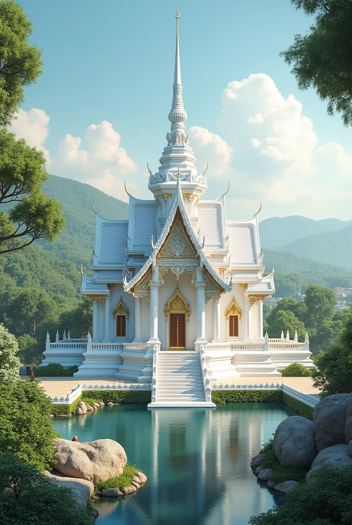 " White temple with Thai peple"