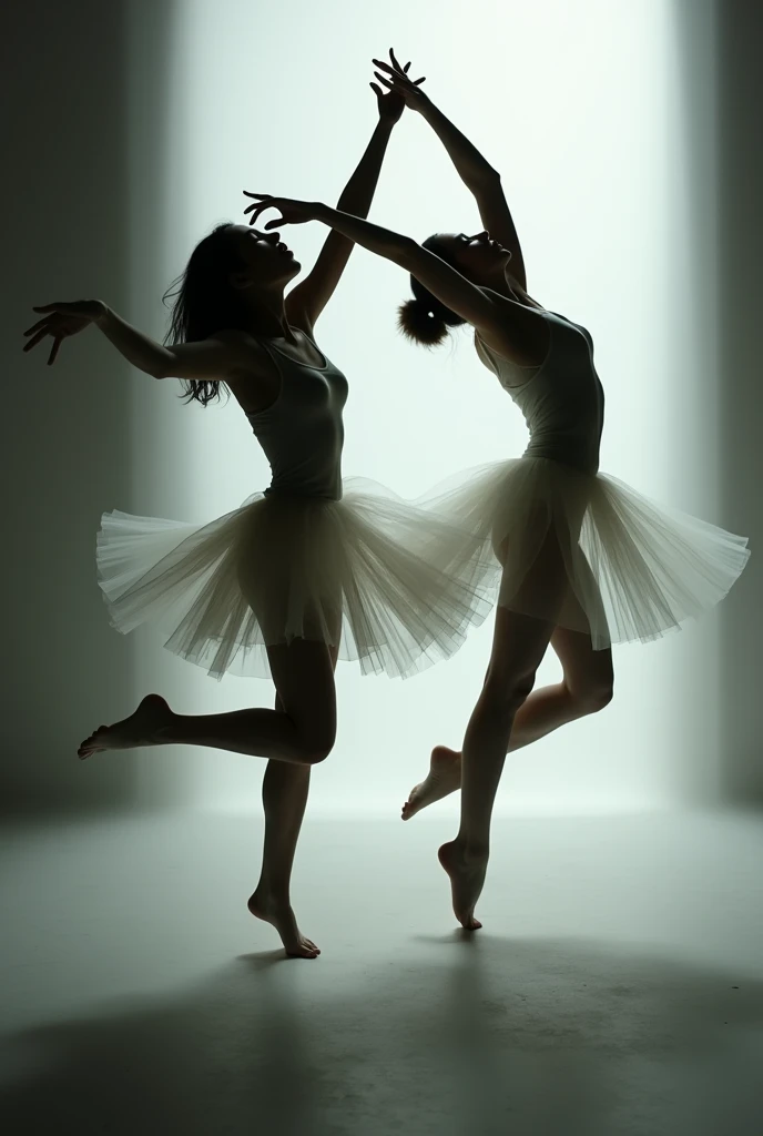 Shadow of various dance pose on the background