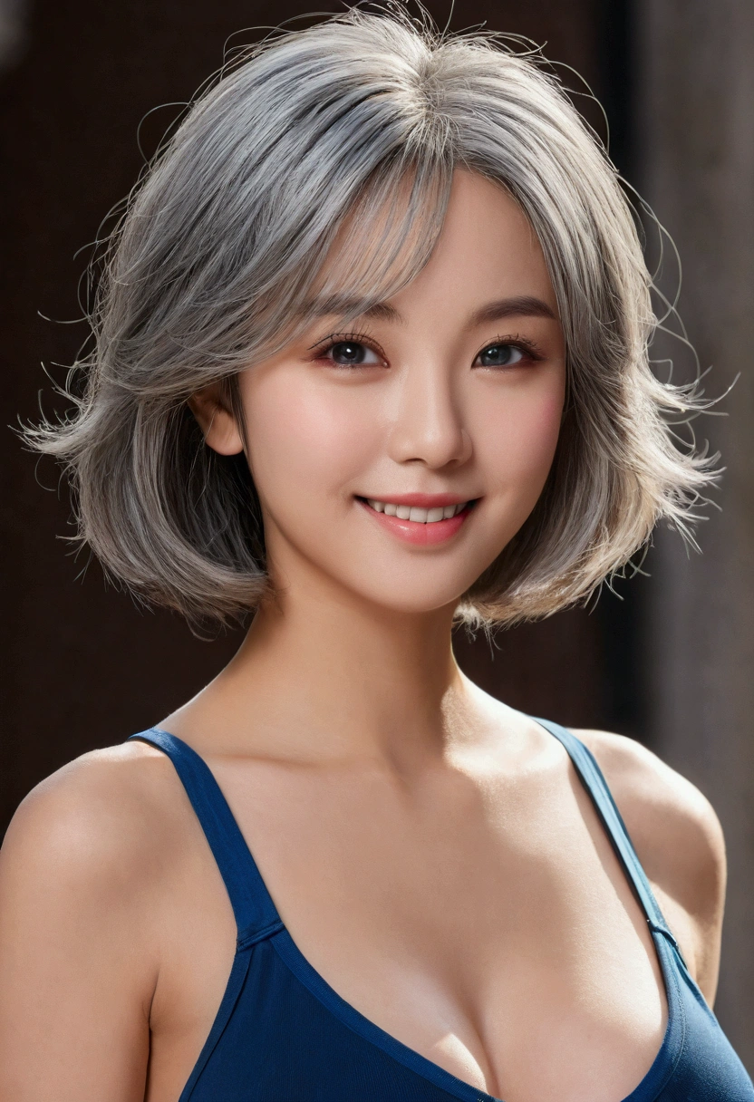 8k,masterpiece, best quality, ultra detailed, [perfect shadows and lighting], detailed background, incredible high-key lighting, ambient soft lighting,
young female, uzakihana, gorgeous face,japanese face, lips, makeup, stylish hair, perfect eyes, grey hair, short hair, blue eyes,
huge breasts, thick things, wide hips, narrow waist
look at viewer, seductive, smile, smirk, open mouth, sexy pose,
Open bra , streets, in town, outdoors, see-through, undersized clothes,
