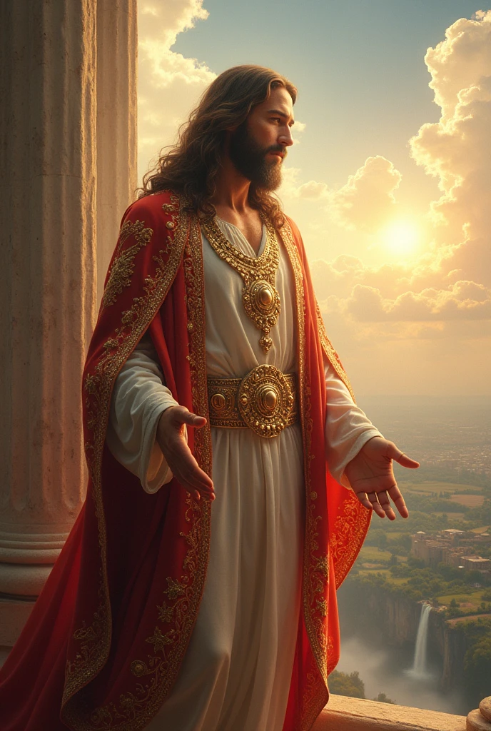 Jesus came dressed in jewels and was very beautiful The view from the sky should be 8k