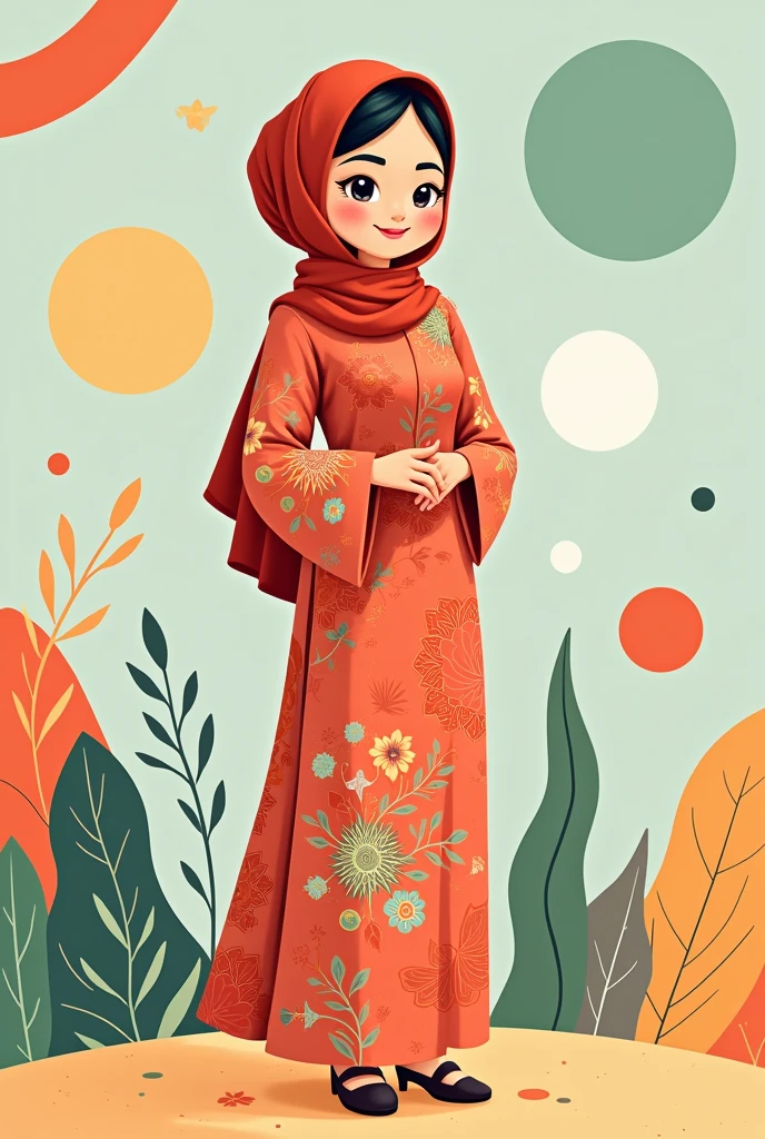 Woman wearing baju kurung cartoonize