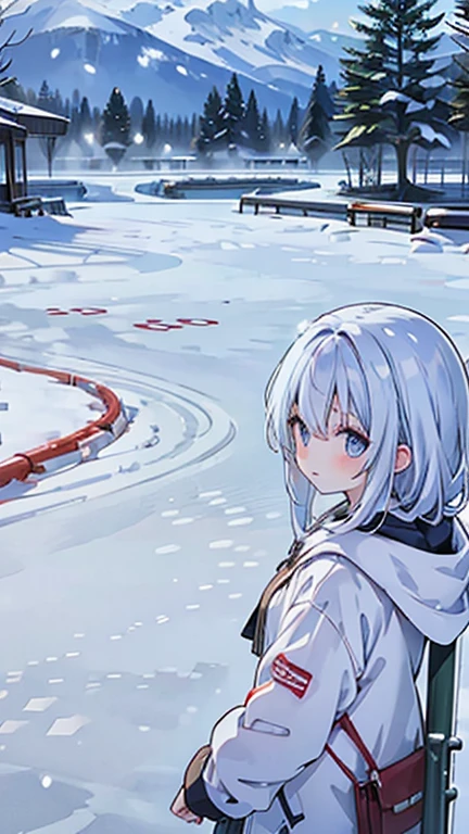 (Snow Scenery:1.2),Girl looking this way