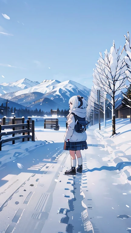 (Snow Scenery:1.2),Girl looking this way