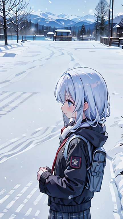 (Snow Scenery:1.2),Girl looking this way