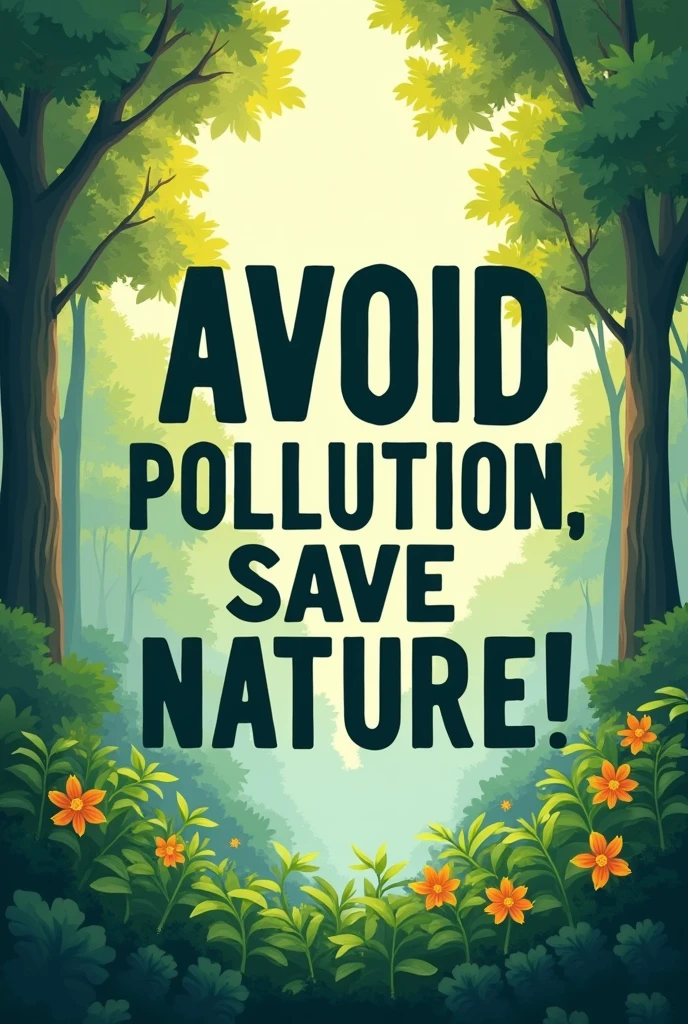 Make me a slogan poster with the letter Ang "avoid pollution, save nature!
