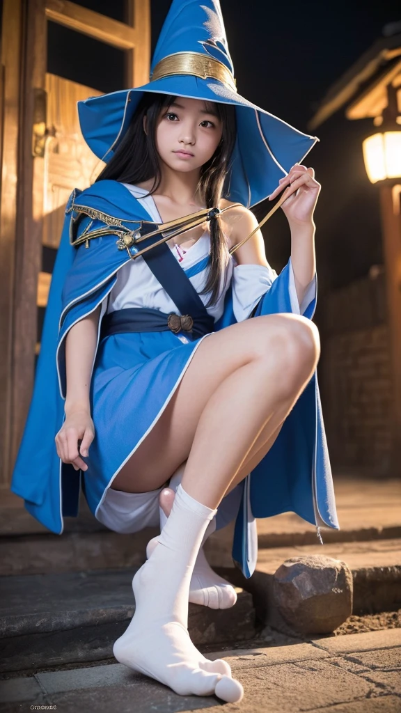 Perfect body,(1人のPerfect body),(Japanese 6th grade girl),(Wizard's attire:1.5),(Open-legged position),(I can see your shoulders:1.5),(Open leg posture:1.5)