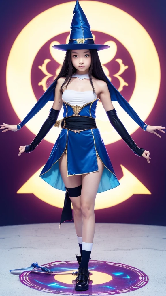 Perfect body,(1人のPerfect body),(Japanese 6th grade girl),(Wizard's attire:1.5),(Open-legged position),(I can see your shoulders:1.5),(Open leg posture:1.5)