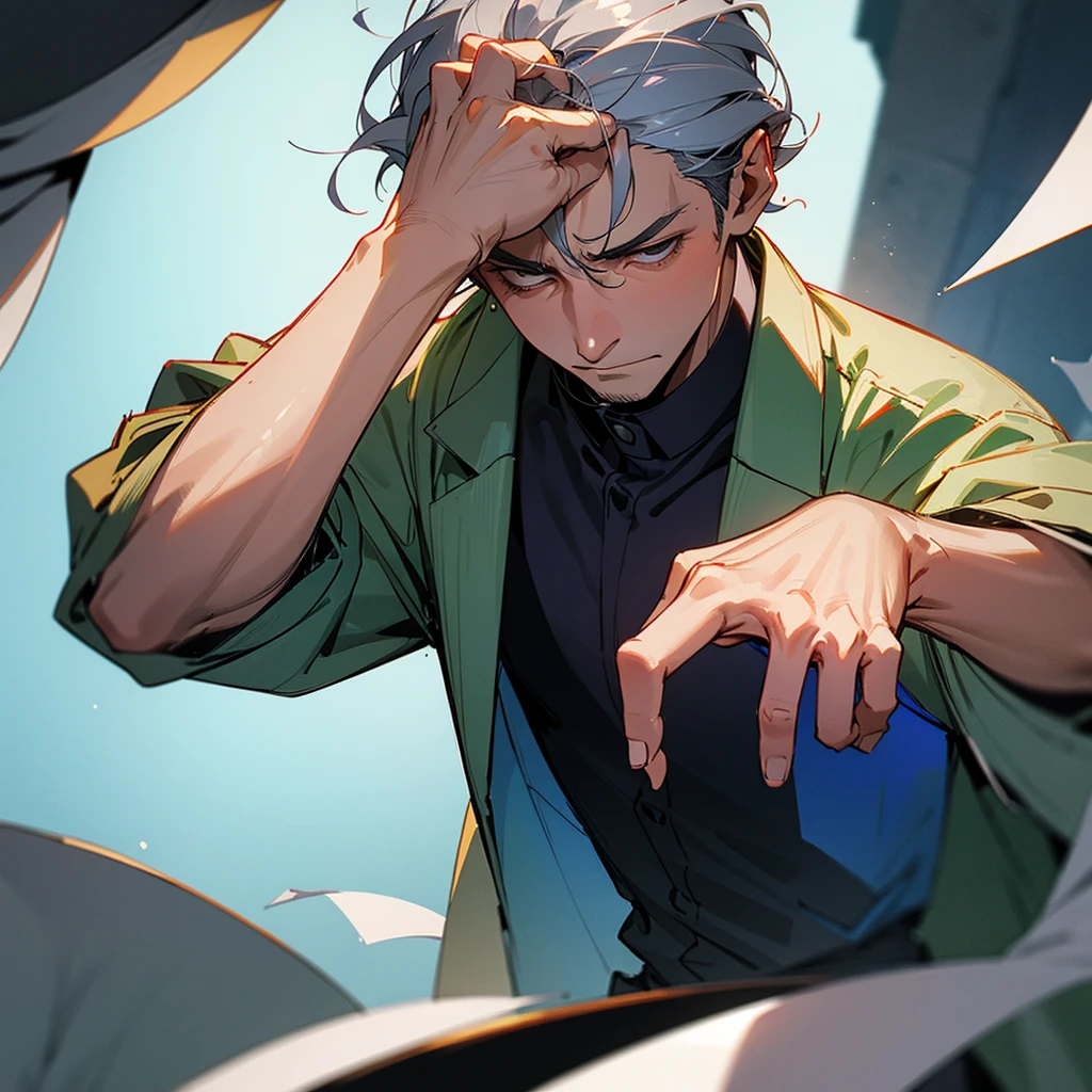 The middle aged man
suddenly starts feeling headache and garbs his head tightly