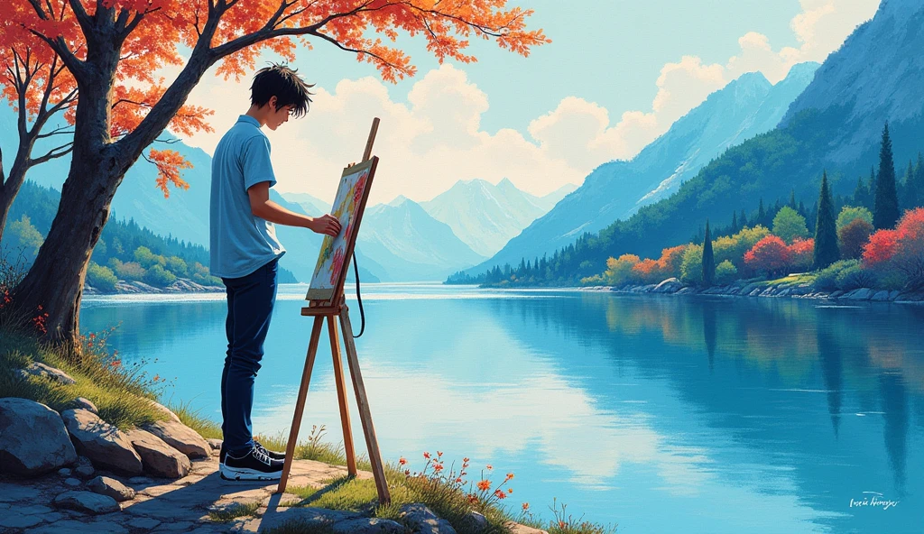 Yuzuru Hanyu is painting landscape