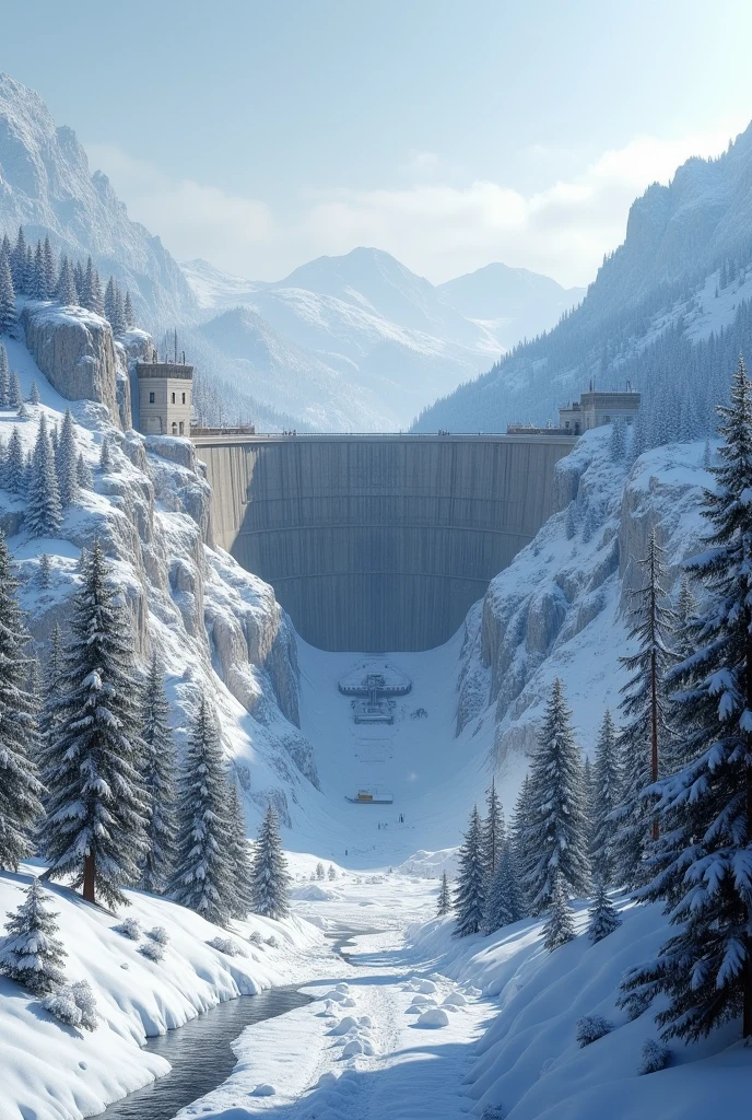 Snow Scene、Dam construction、megastructure