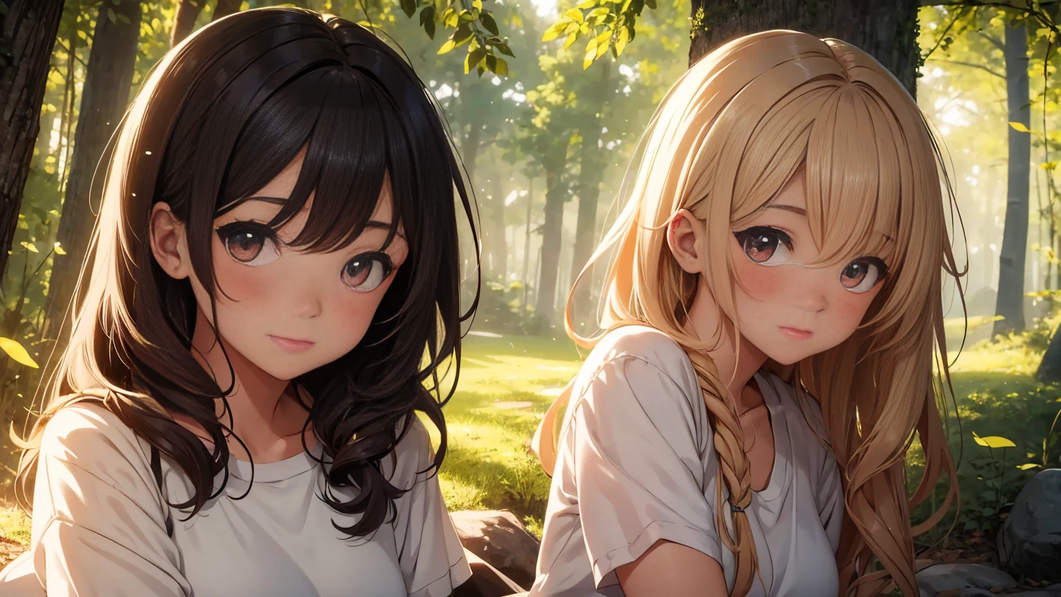 camp、Couple、Illustration of a beautiful girl、Blushing, 8K Ultra HD, RAW Photos, Digital Painting, Super detailed, Golden Ratio