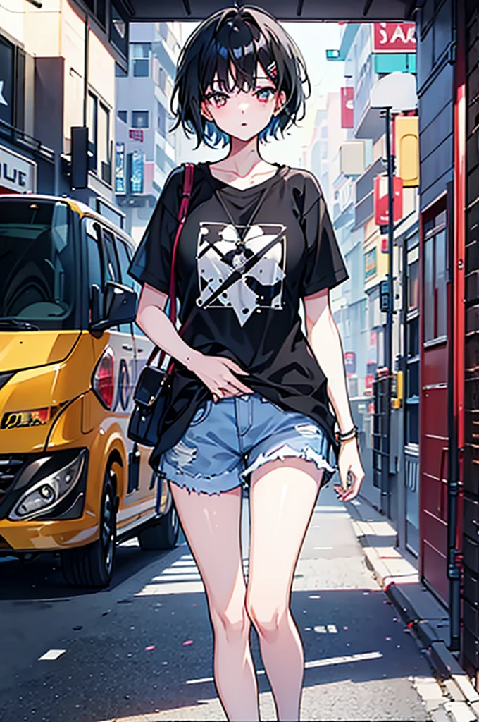 One Woman,Black Hair,Short Hair,Casual attire