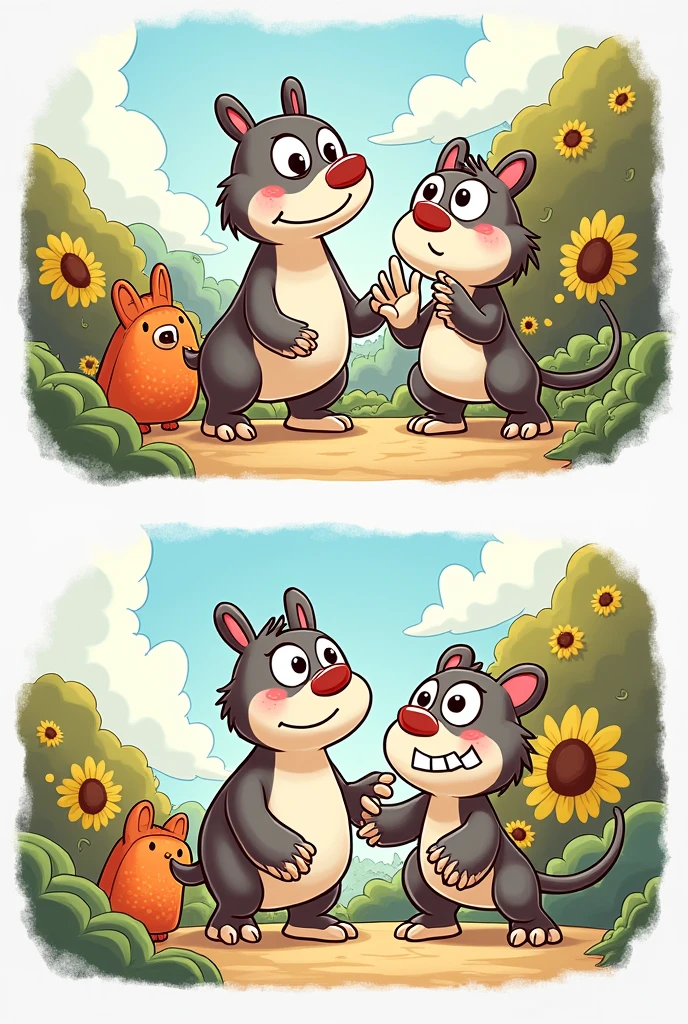 make two same picture of cartoon and make 5 diffrence in between them for diffrence finding game , just 5 diffrence enough.