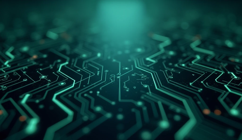 Design a futuristic, realistic background that resembles a high-tech digital interface. The backdrop should feature a dark, matte surface with intricate, glowing circuit patterns faintly visible in the background, using soft cyan and green hues. The circuits should appear to be gently pulsating, giving a sense of depth and life, but not distracting from the main content. The overall tone should be subdued, with the focus on blending seamlessly with the avatars, creating an immersive, tech-inspired ambiance.