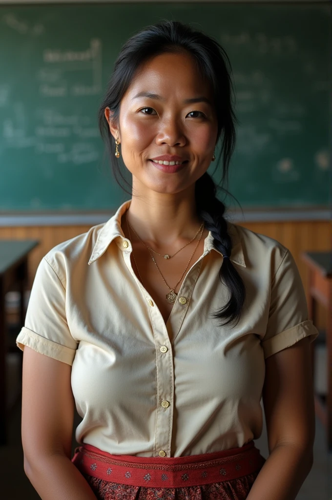 Myanmar teacher with big breast and hairy armpits
