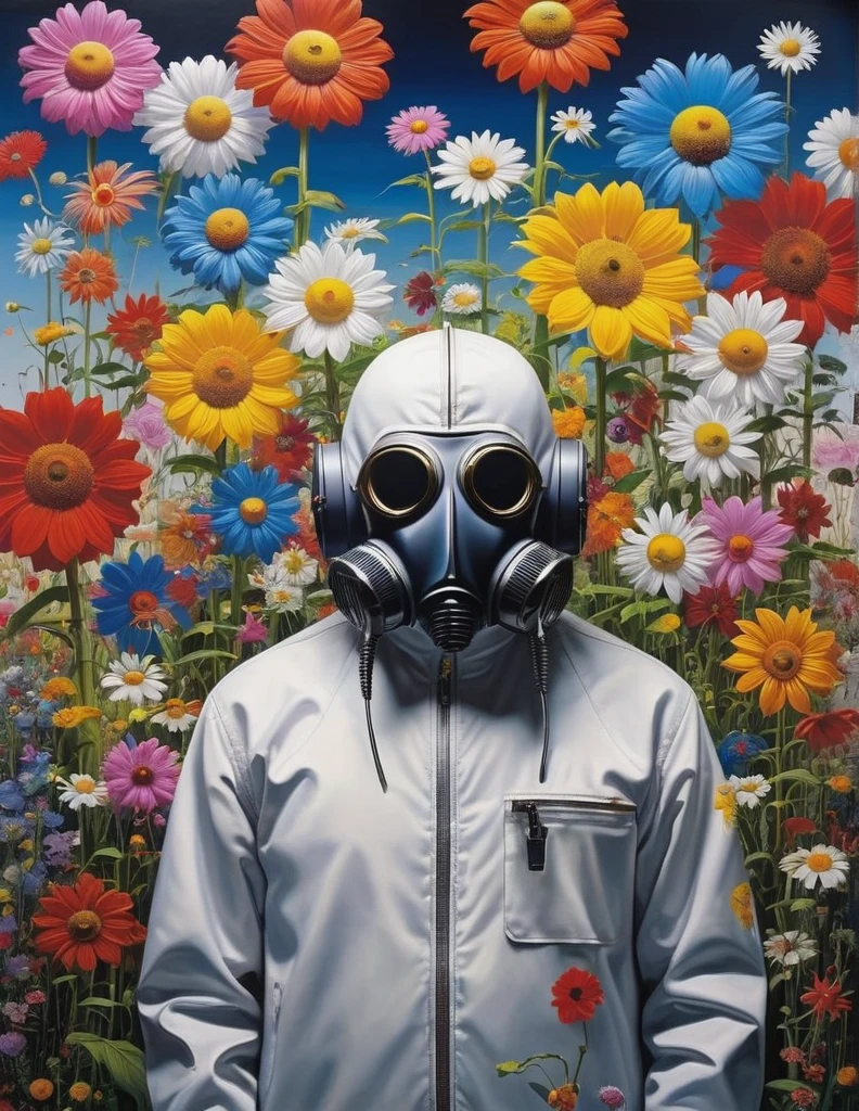 grbtw art style, surreal, Anxious, Realistic, High resolution, beautiful, Highest quality, masterpiece, Very detailed 、Planting flowers、Works by Takashi Murakami