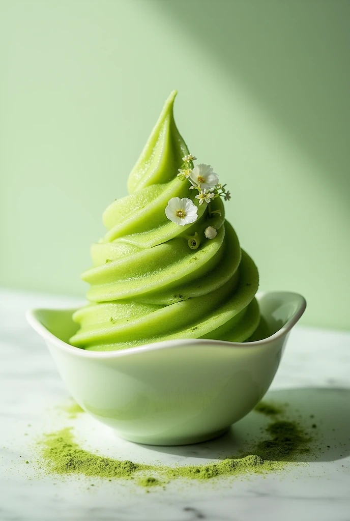Instagram style、High-end matcha shaved ice、Aspect ratio 3:4