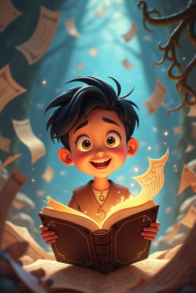 D cartoon character image. disney pixar magic with magic pages, which contain the secrets of success. The book holds the wisdom of ancestors and can open new chapters in your career and life.. Each page is filled with useful information and practical tips..
