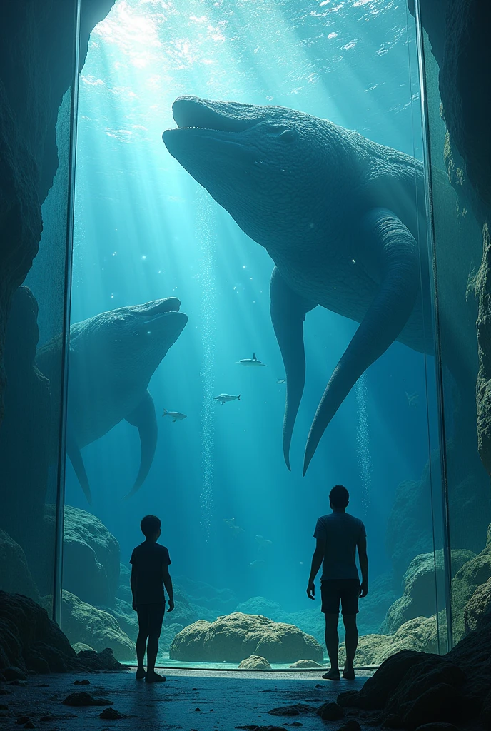 Anatomically correct、aquarium、Encounter with giant creatures、Through acrylic、