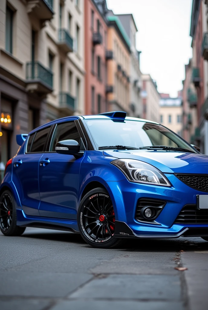 Suzuki Baleno blue with body kit and spoilers
