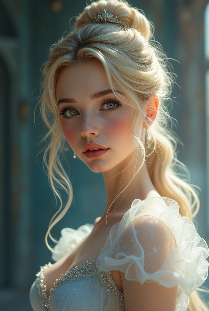 Cinderella, (masterpiece), best quality, (seethrough), expressive eyes, perfect face