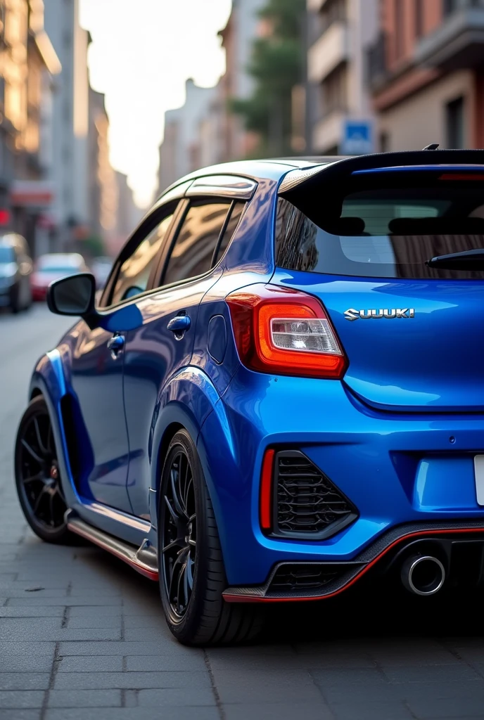 Suzuki Baleno blue 2024 with body kit and spoilers
