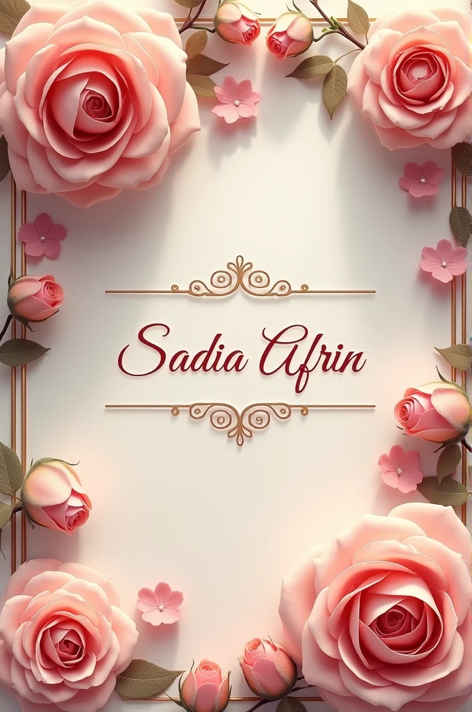 Please make a name plate of Sadia Afrin with rose