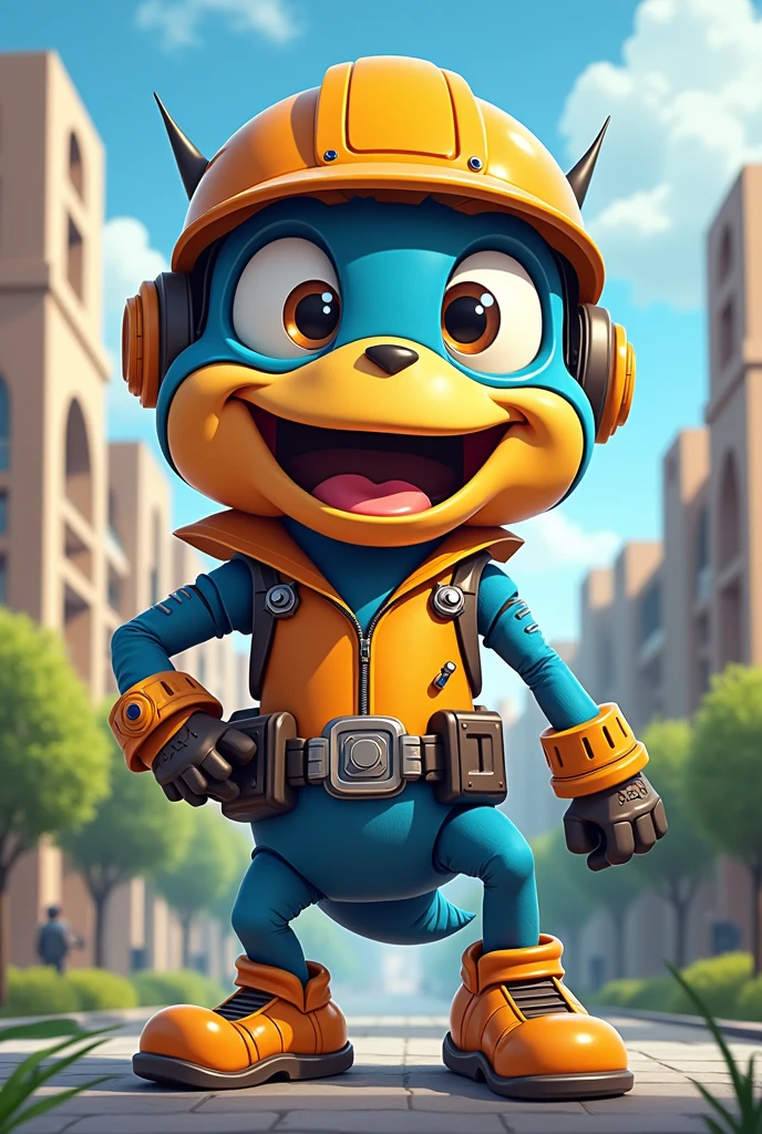 I want you to make a animal like mascot that is accurately describe a SCHOOL OF ENGINEERING AND ARCHITECTURE. Please make like the design is cartoon like and eye catching. I'll be sending this to a mascot maker i want to fit a 5'11 person inside . Make it cute