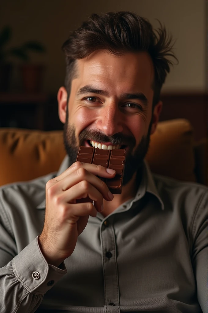 A man eating choclate