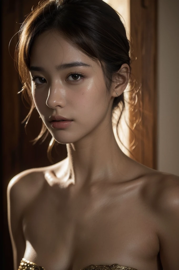 8K,Best quality, masterpiece, ultra high res, (photorealistic:1.4), raw photo, (Authentic skin texture:1.3), (film grain:1.3), (selfie angle),1girl,beautiful detailed eyes and face,masterpiece, best quality,close-up,upper bod,